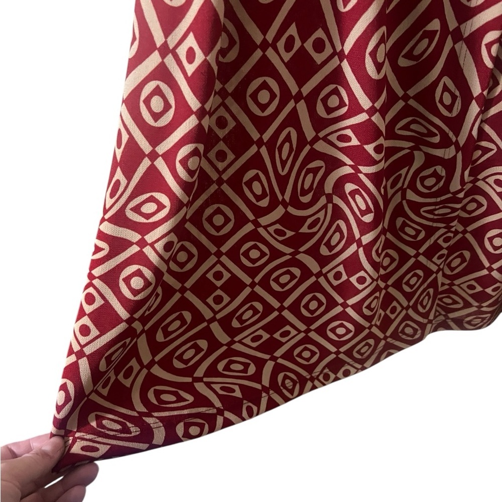 Johnny Was red and tan geometric print long sleeve wrap dress vintage 70s boho - Picture 11 of 15